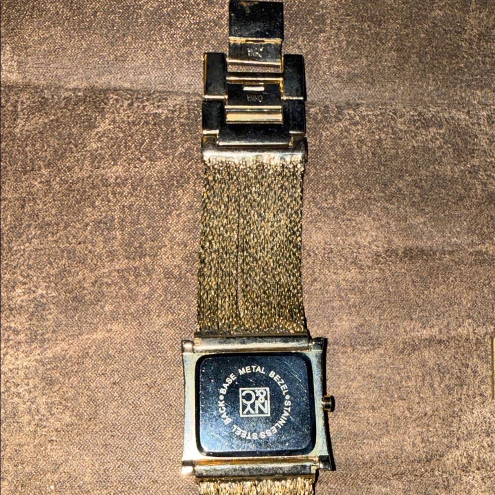 NY Square Gold Face Wristwatch with Metallic Brown Strap - Picture 6 of 6